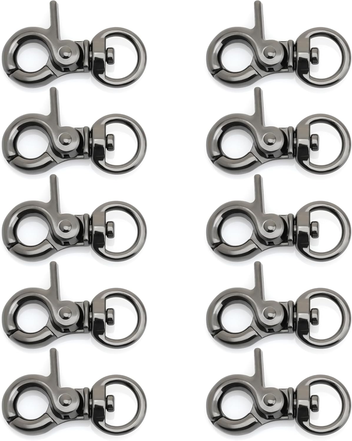 CRAFTMEMORE Lobster Claw Clasps Trigger Snap Hooks 1 1/4" x 1/2" Landyard Swivel Clip 10 Pack HO1 (Gunmetal)