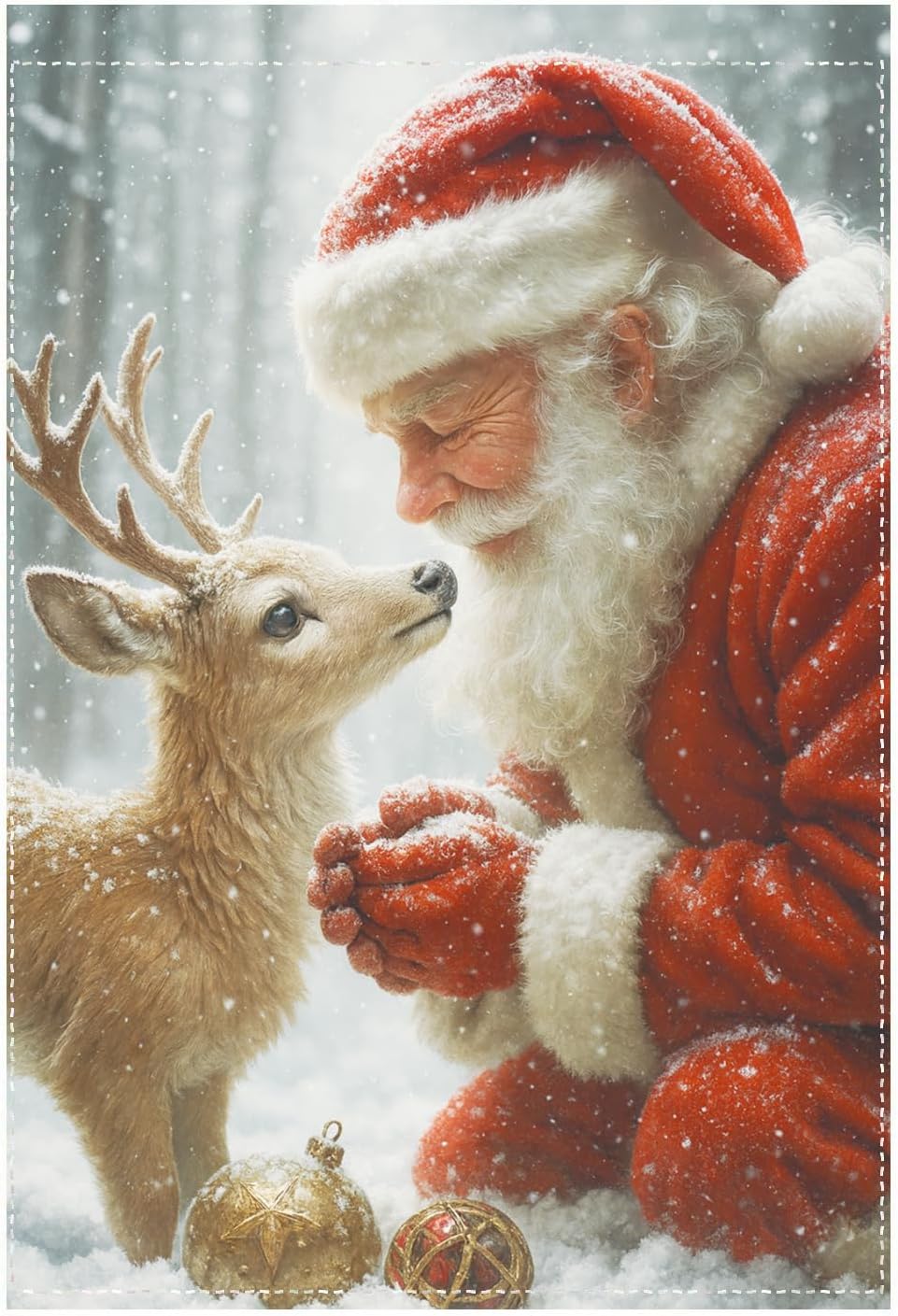 Reindeer Santa Christmas Garden Flag 12x18 Inch Double Sided Winter Yard Flag Outdoor Holiday Decor for Porch Lawn Garden - Image 9