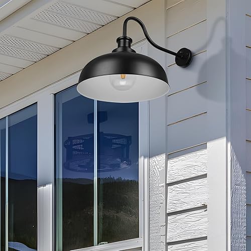 Miniatura 6 de Diyel Luces de granero de cuello de cisne para exteriores, aplique de pared para exteriores de 14 pulgadas, lámpara de pared exterior de granja,