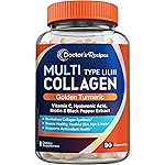 Doctor\'s Recipes Multi Collagen Peptides with Golden Turmeric, Vitamin C, Biotin, Hyaluronic Acid & Black Pepper, Collagen Supplements for Skin, Hair, Nail, Collagen for Women and Men, 90 Caps