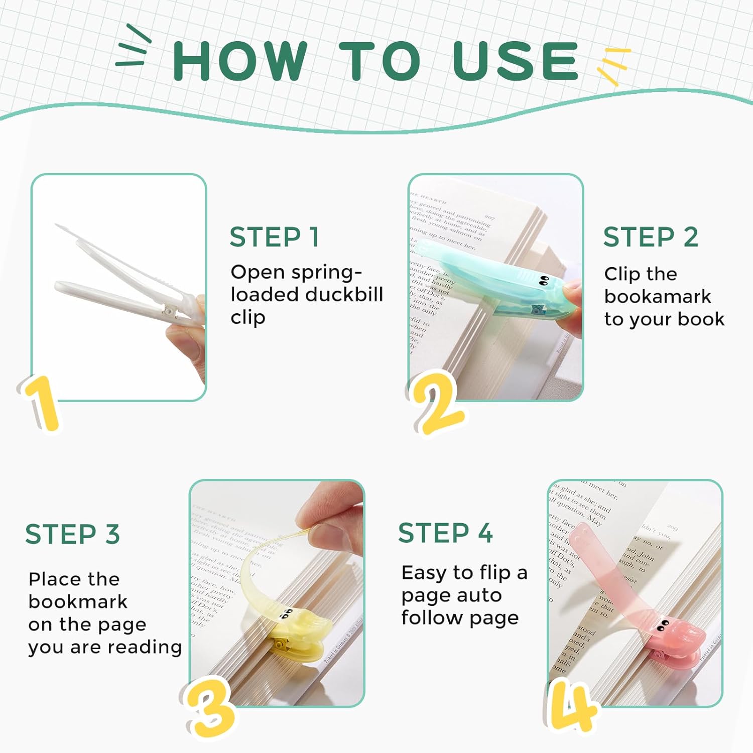 3pcs Automatic Bookmark Silicone, Bookmarks for Women, Book Marks for Reading Women, Cute Unique Book Markers for Reading, Reading Accessories Gifts for Book Lovers - Image 4