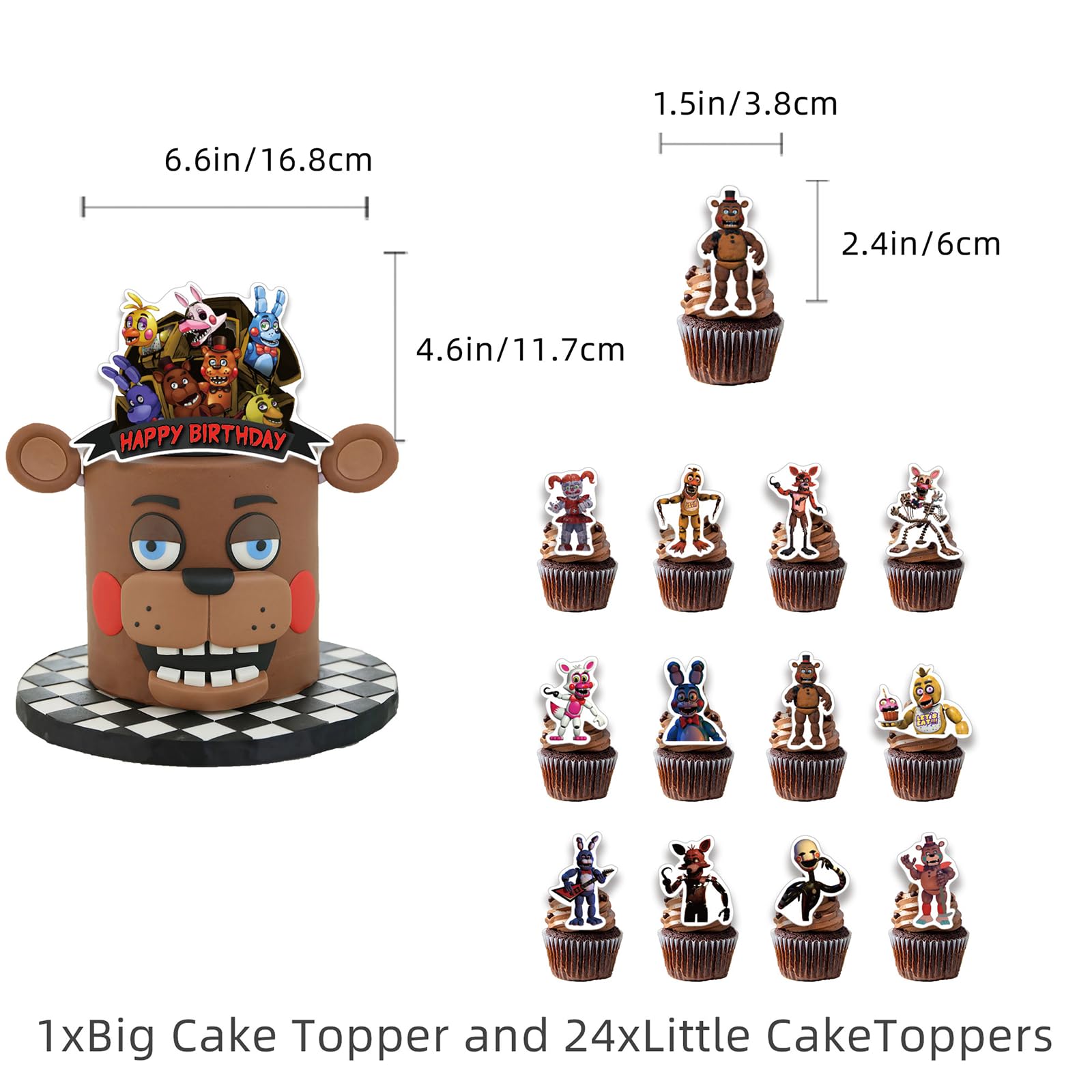amazon-com-fnaf-birthday-party-supplies-fnaf-birthday-party-decorations-includes-banner-cake-topper-24-cupcake-toppers-16-balloons-toys-games for Five Nights At Freddy S Cupcake Toppers Free Printable Amazon.com: FNAF Birthday Party Supplies, FNAF Birthday Party Decorations Includes Banner - Cake Topper - 24 Cupcake Toppers - 16 Balloons : Toys & Games for Five Nights At Freddy S Cupcake Toppers Free Printable
