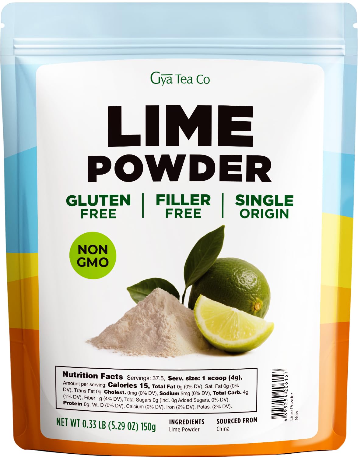 Gya Tea Co Lime Powder 1.1 lb (17.64 oz) - Rich in Vitamin C, Raw Lime Juice Powder - Water Flavor Enhancer for Drinks, Smoothies, Cooking, Cocktails - No Sugar, No Additives, Non-GMO, Gluten Free