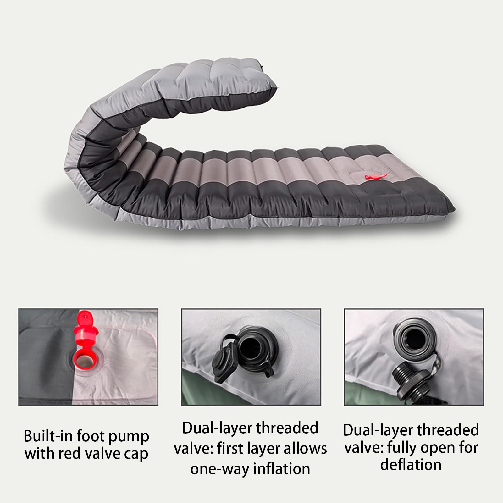 Esterilla De Camping, Colchón De Aire Autohinchable Y Grueso con Bomba De Pie Integrada; Modelo Individual, Compacto Y Ligero para Uso En Exteriores