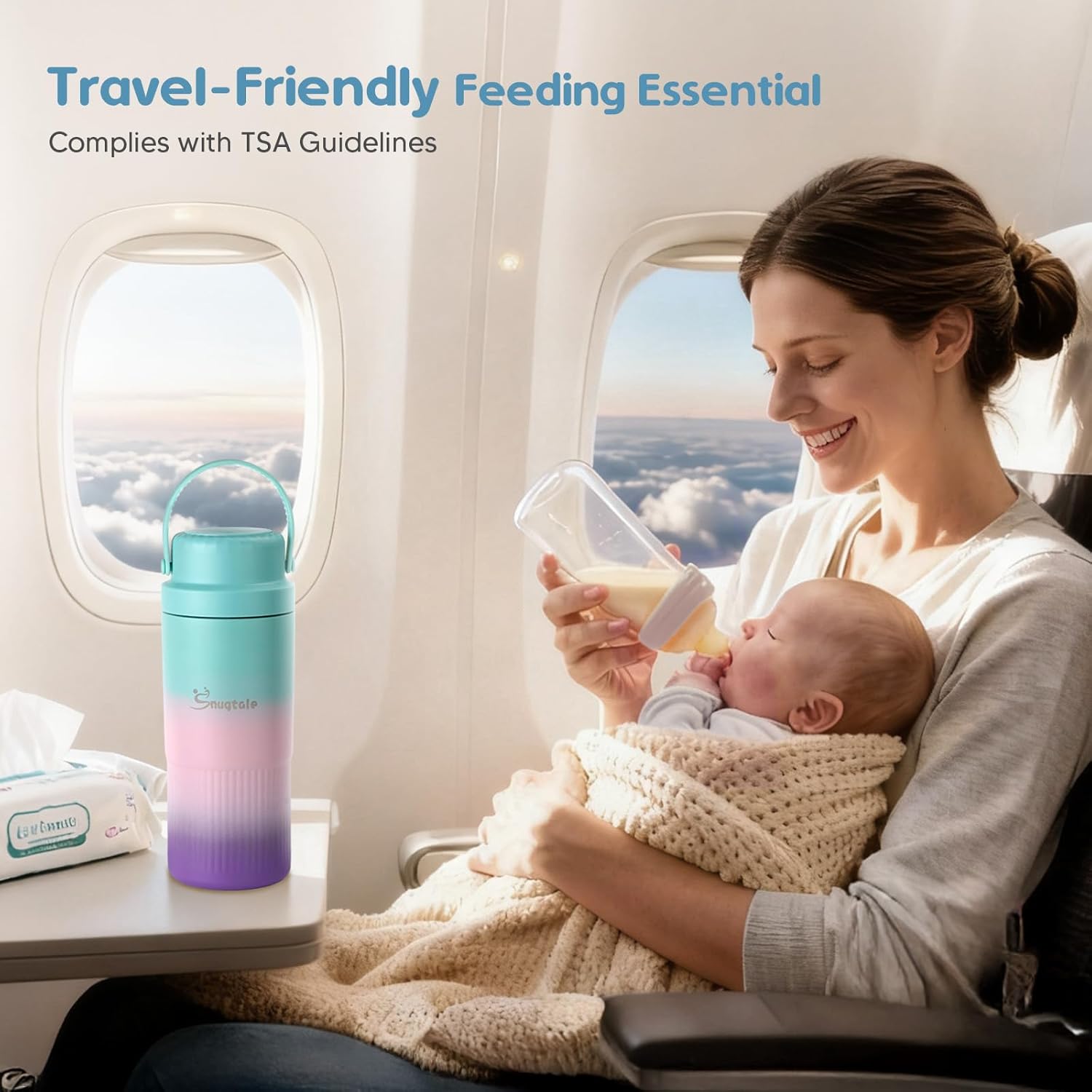 22oz Portable Breast Milk Cooler Bottle – Milk Cooler for Breastmilk, 24H+ Cooling, with 2 BPA-Free Bottles with Measurement Marks, Travel Essential for Outdoor Breastfeeding & Pumping