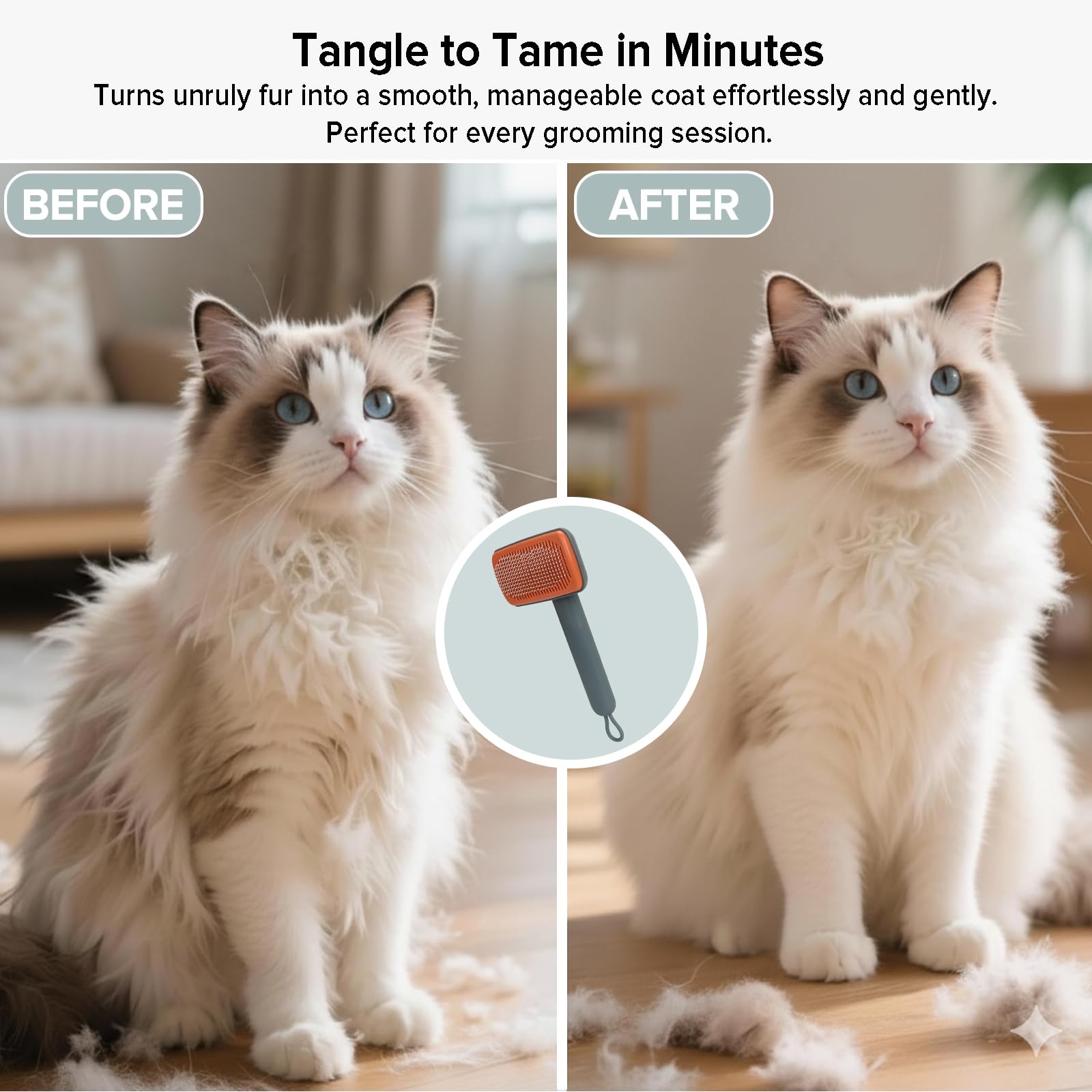 Cepillo de limpieza automática para gatos y perros, cepillo de pelo de mascotas para desprendimiento de pelo largo y corto, verde