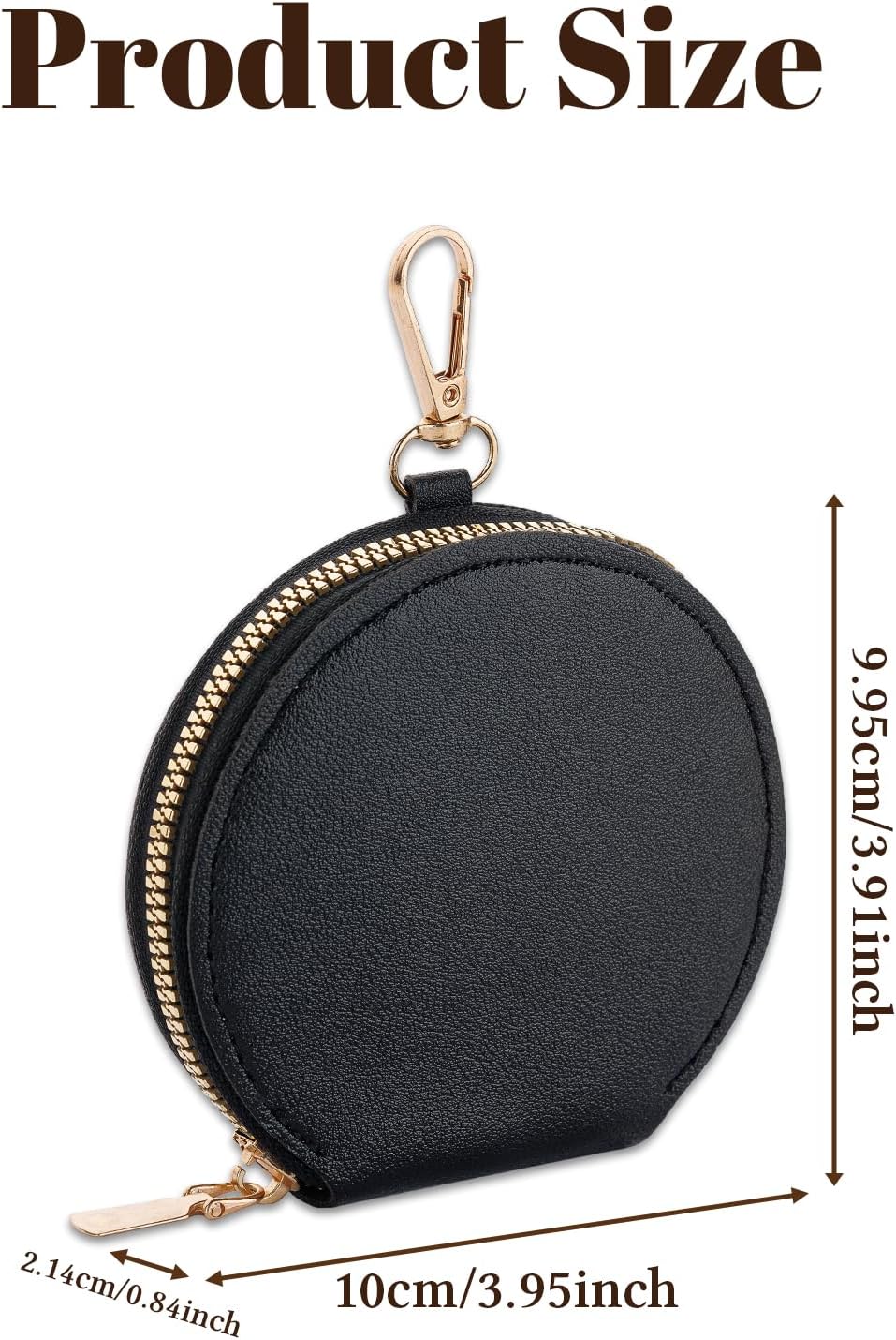 Mini Coin Purse Keychain for Women, Small Coin Pouch Wallet Holder for Airtag, Earbuds, Key, Jewellery -Black