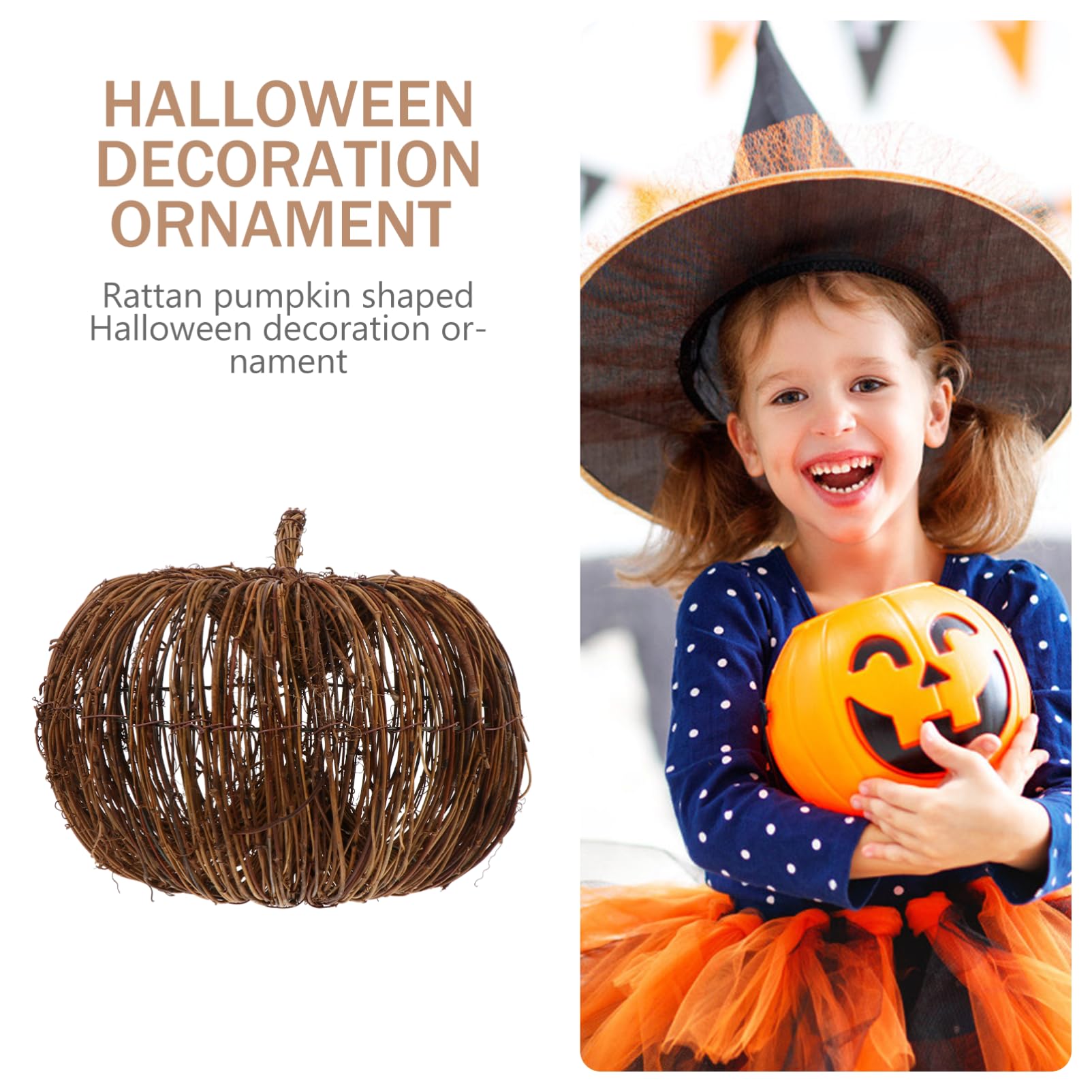 Rattan Kürbis Dekoration Mit Beleuchtung – Halloween-Deko, Gewebter Kürbis Für Tisch, Kaminsims, Wohnzimmer