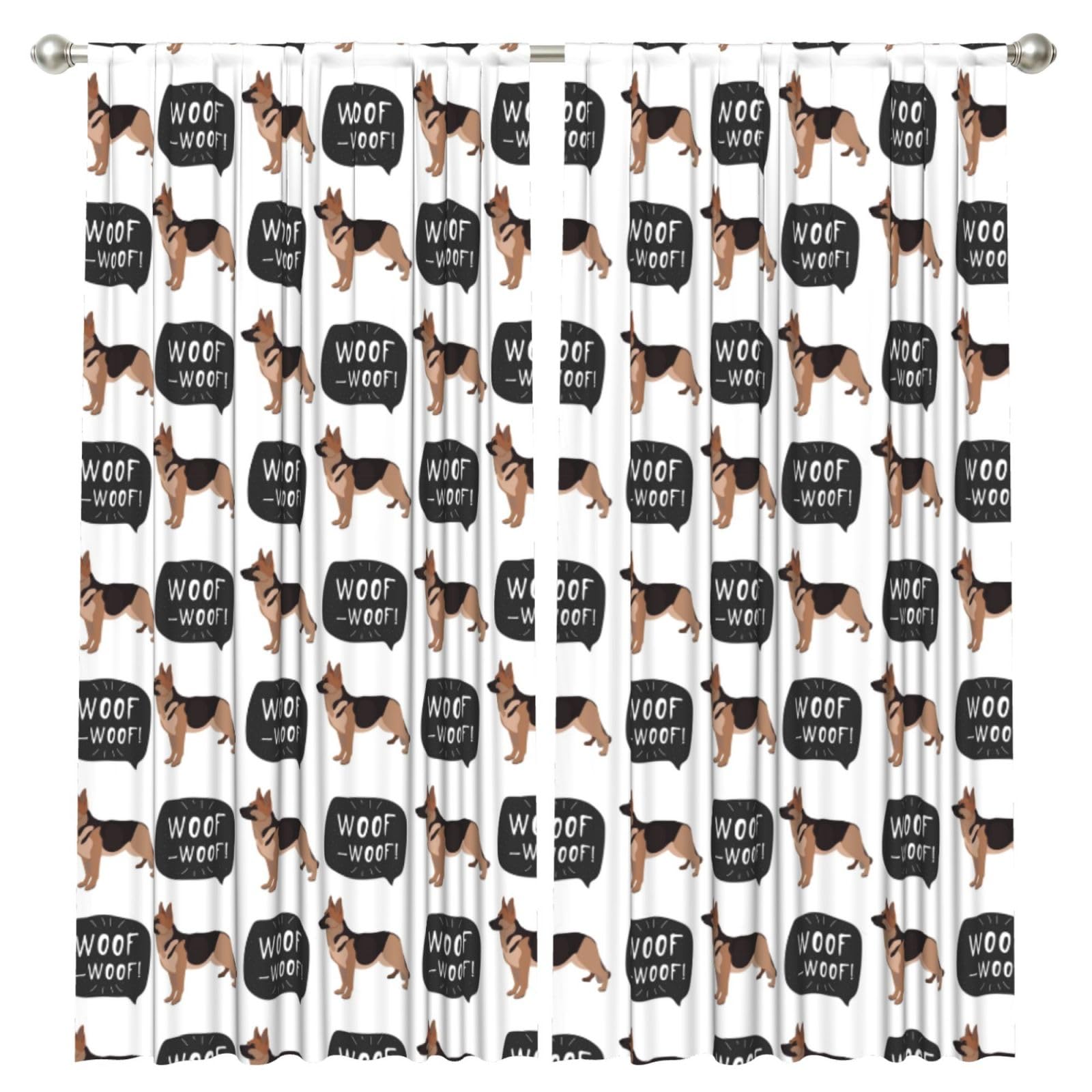 InOmak Dog German Shepherd, 2 Panels Window Curtains 52 x 84 Inch Blackout Curtains for Living Room Bedroom