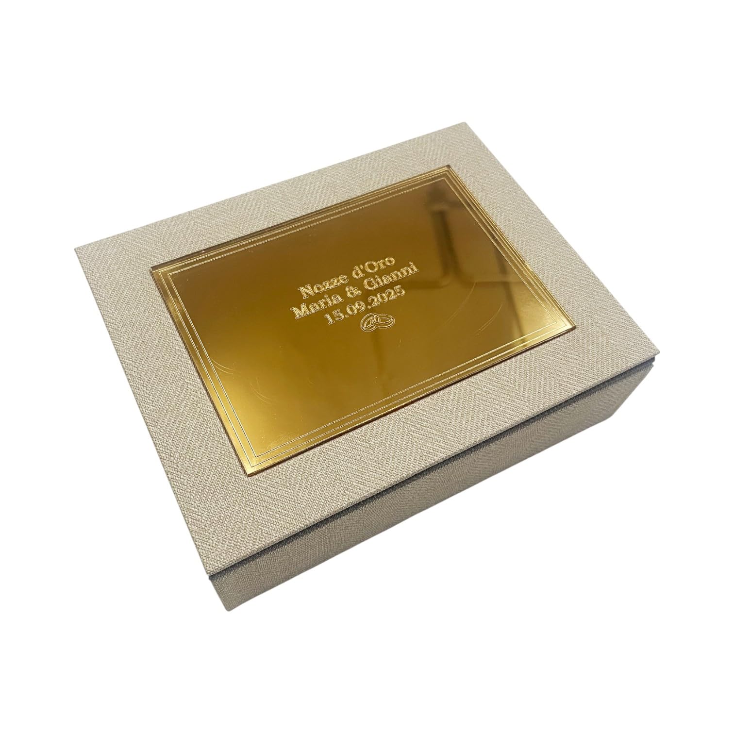 Caja portafotos - Box Mirror - cierre magnético, toda de madera recubierta con piel sintética, con placa de plexiglás espejo, personalizable con grabado, en varios formatos, idea de regalo, eventos