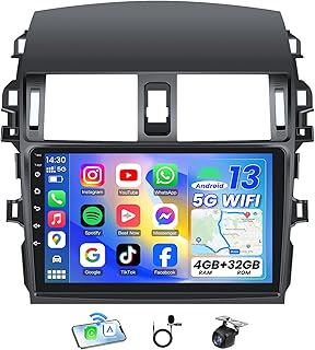 8Core 4+32G Car Radio Stereo for Toyota Corolla 2009-2013 : 9 Inch Touch Screen Head Unit Replacement with Wireless Carplay Android Auto Bluetooth GPS WiFi FM SWC Mirror Link Backup Camera
