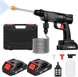 Cordless Pressure Washer, Handheld High-Pressure Car Washer Gun | Portable Power Washer with 2 Nozzles, Foam Cannon, 2 Rechargeable Batteries & 5M Hose, for Home, Car, Garden