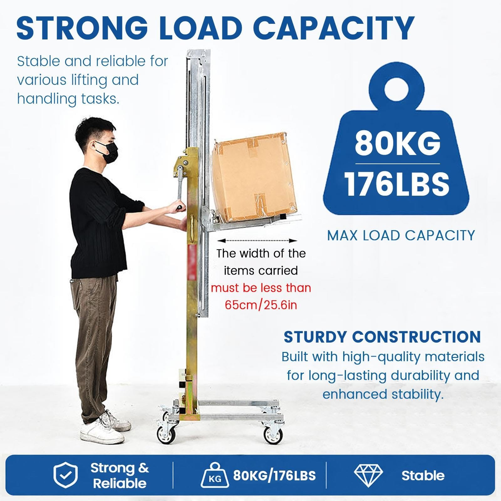 Carrello Elevatore Manuale 1.8/2.1/2.5m Sollevatore Regolabile In Altezza