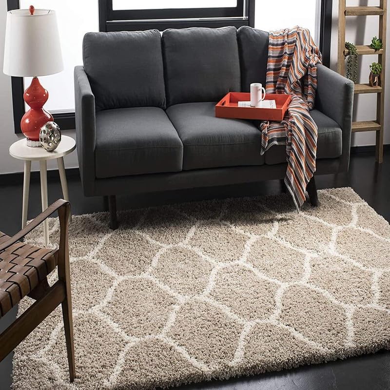 Image of Carpet for Living Room 5X7 FEET Modern Soft Shaggy Carpet Thick, Fluffy & 2 inch Pile Shag Rug for Your Kids Room, Bedroom & Livingroom (Beige Ivory)