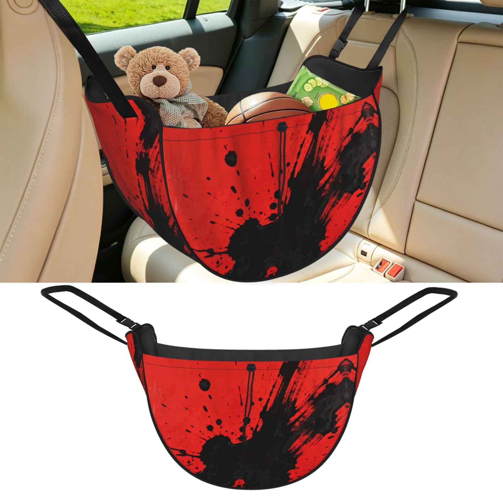 Cntdbu Black Abstract Ink Splash Car Seat Organizer-Backseat Storage Bag For Travel