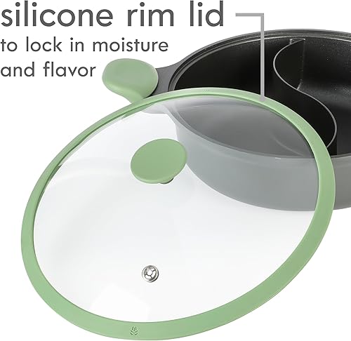 Miniatura 4 de Kenmore Theodore - Olla caliente de aluminio fundido de 6.5 cuartos de galón con divisores, interior antiadherente y tapa