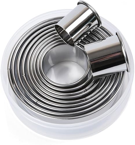 Juego de 11 cortadores de galletas de metal, cortadores de galletas redondos, cortadores de repostería de galletas circulares de acero inoxidable,