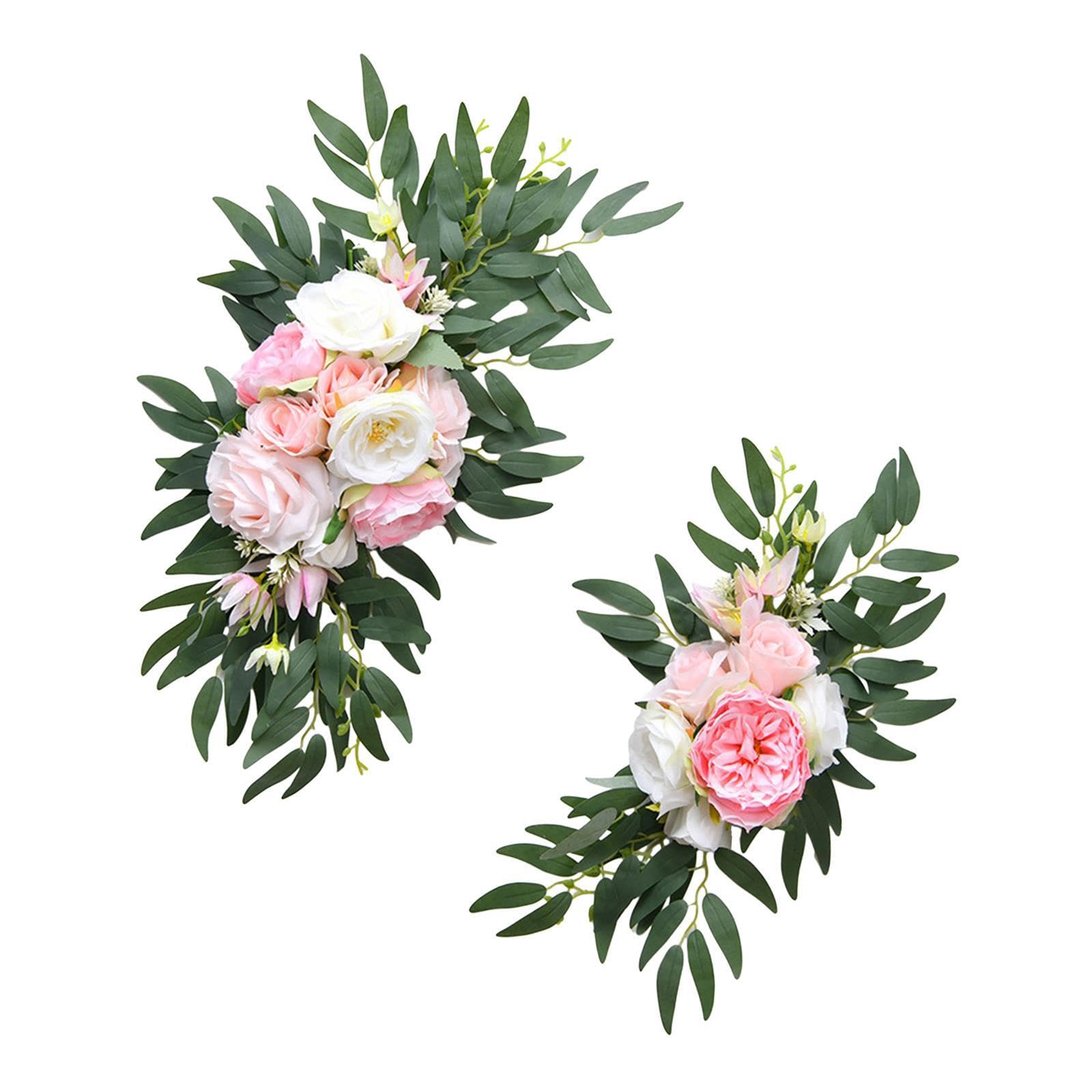 ALCXAZS Romantic Wedding Arch Flowers Swag Handmade Silk Floral Arrangement For Ceremony Accents And Home Decoration Artificial Floral Swag Wedding Flowers, Pink