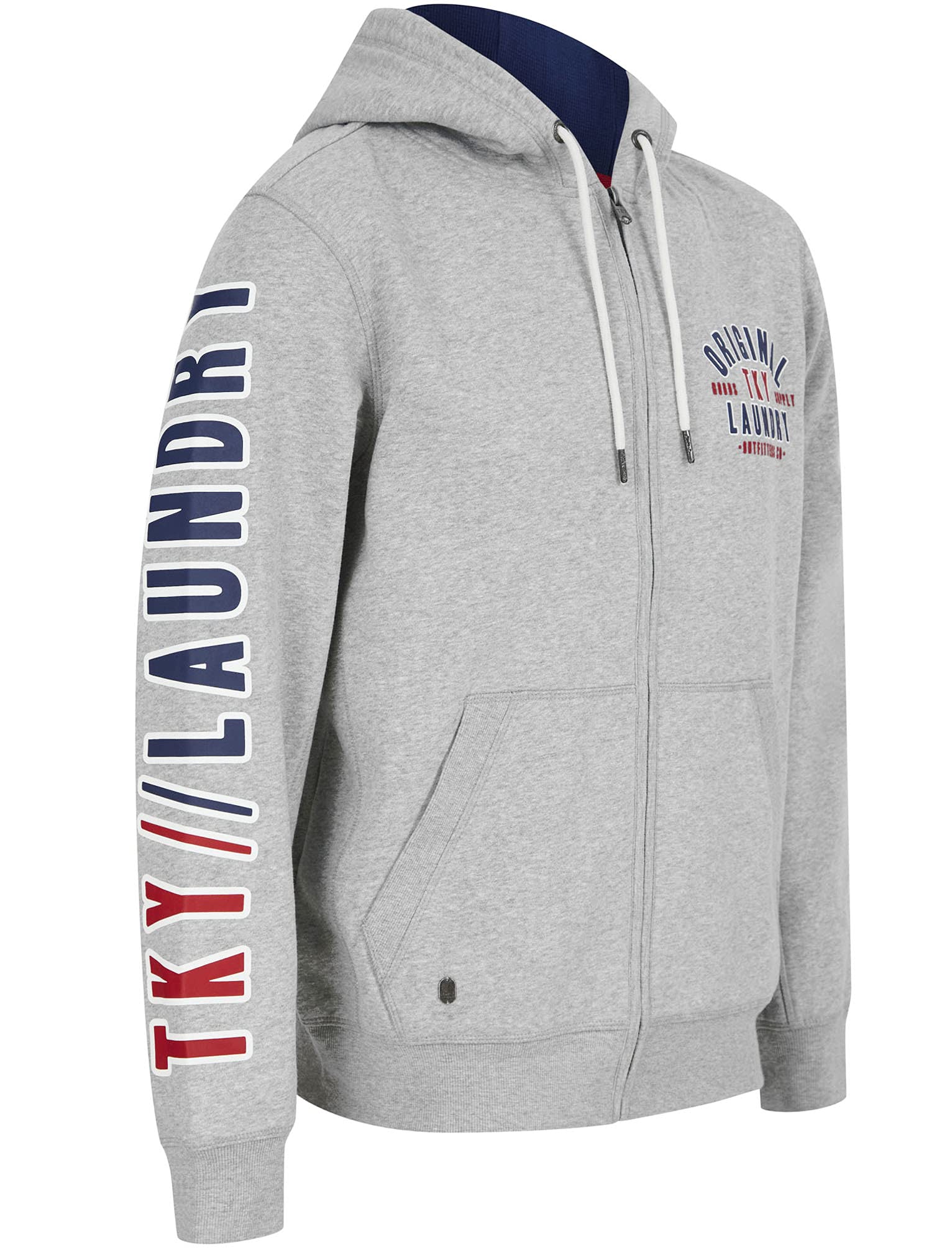Tokyo Laundry Men's Spark Zip Through Hooded Top - Light Grey Marl - S