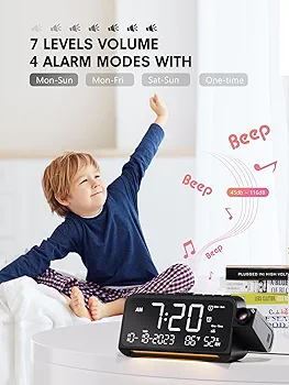 目覚まし時計 デジタル投影クロック 多機能時計 温湿度計 ACアダプター付 Amazon.co.jp: EVILTO デジタル投影時計 多機能目覚まし時計 温