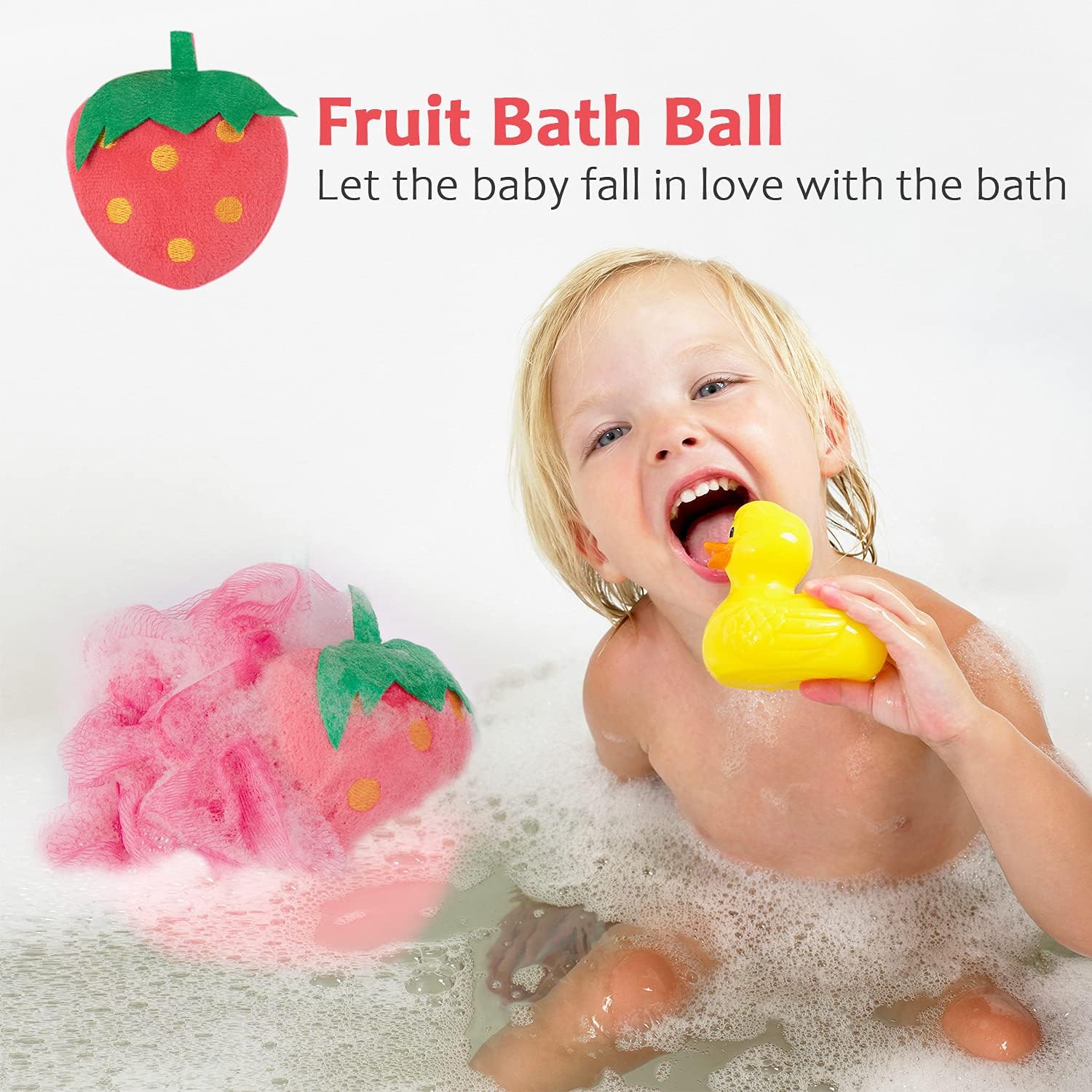 Bath Loofah Shower Sponge Pouf Wash Ball Puff Mesh Brush Luffa Body Scrubber for Toddler,Kids,Boys,Girls Shower Essential Skin Care,Soft Bathing Accessories,Apple(1 Pcs) : Beauty & Personal Care