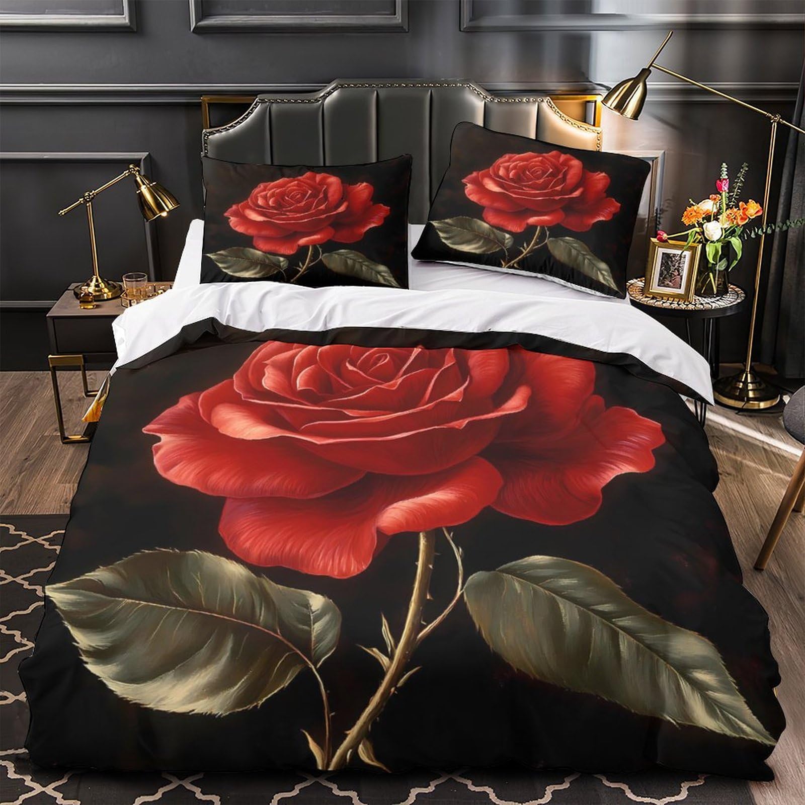 Housse de couette rose rouge 140x200 parure de lit en microfibre