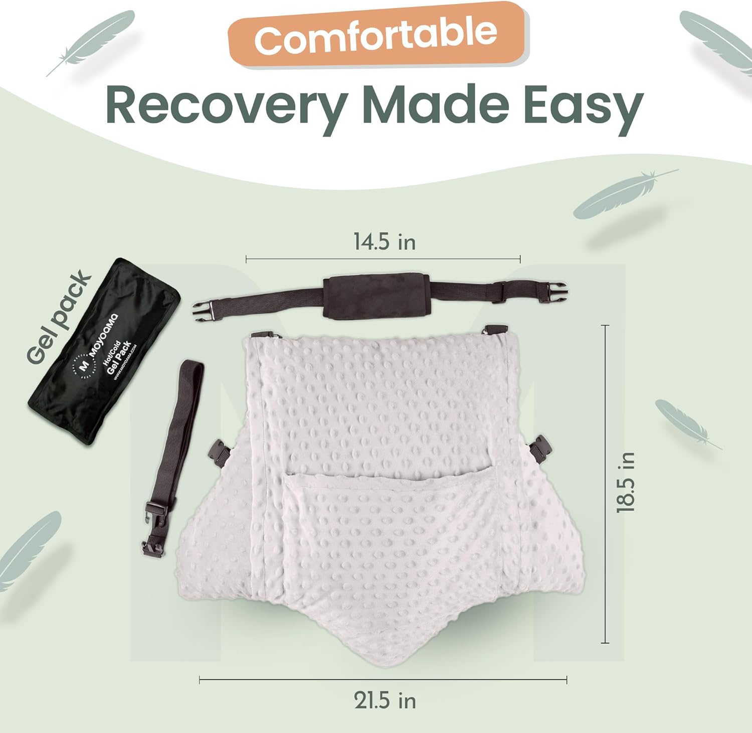 MOYOAMA 2 Pcs Hysterectomy Pillow Set - Incl 1 Gel Pack for Soothing Relief - Hysterectomy Recovery Must Haves After C Section,Post Surgery Pillow,Abdominal Surgery Recovery Pillow,Hysterectomy Gifts