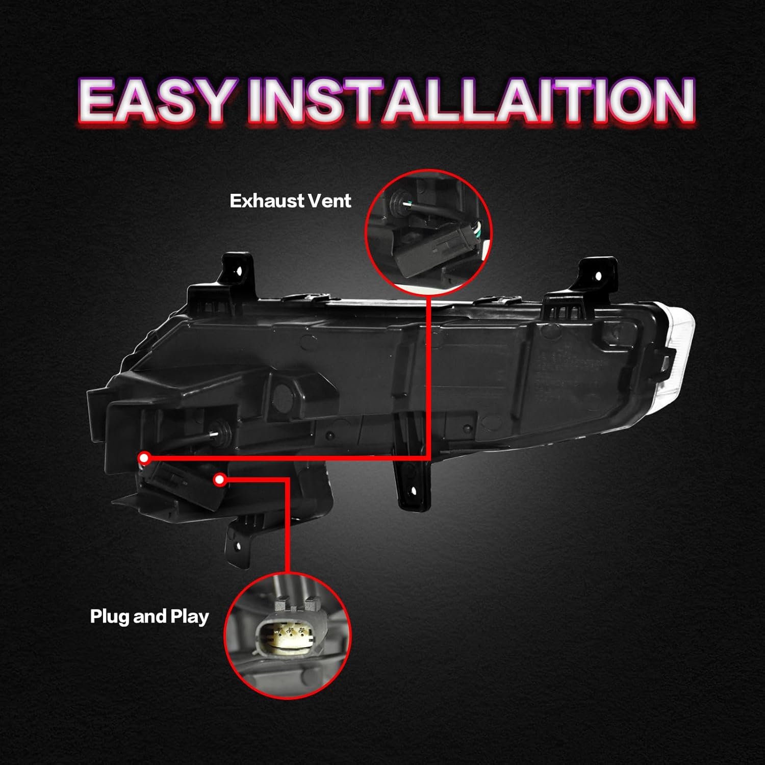 LED Fog Light for 2016 2017 2018 Chevy Malibu, Front Driving Fog Lamps Replacement Kit, Clear Lens (1 Pair)