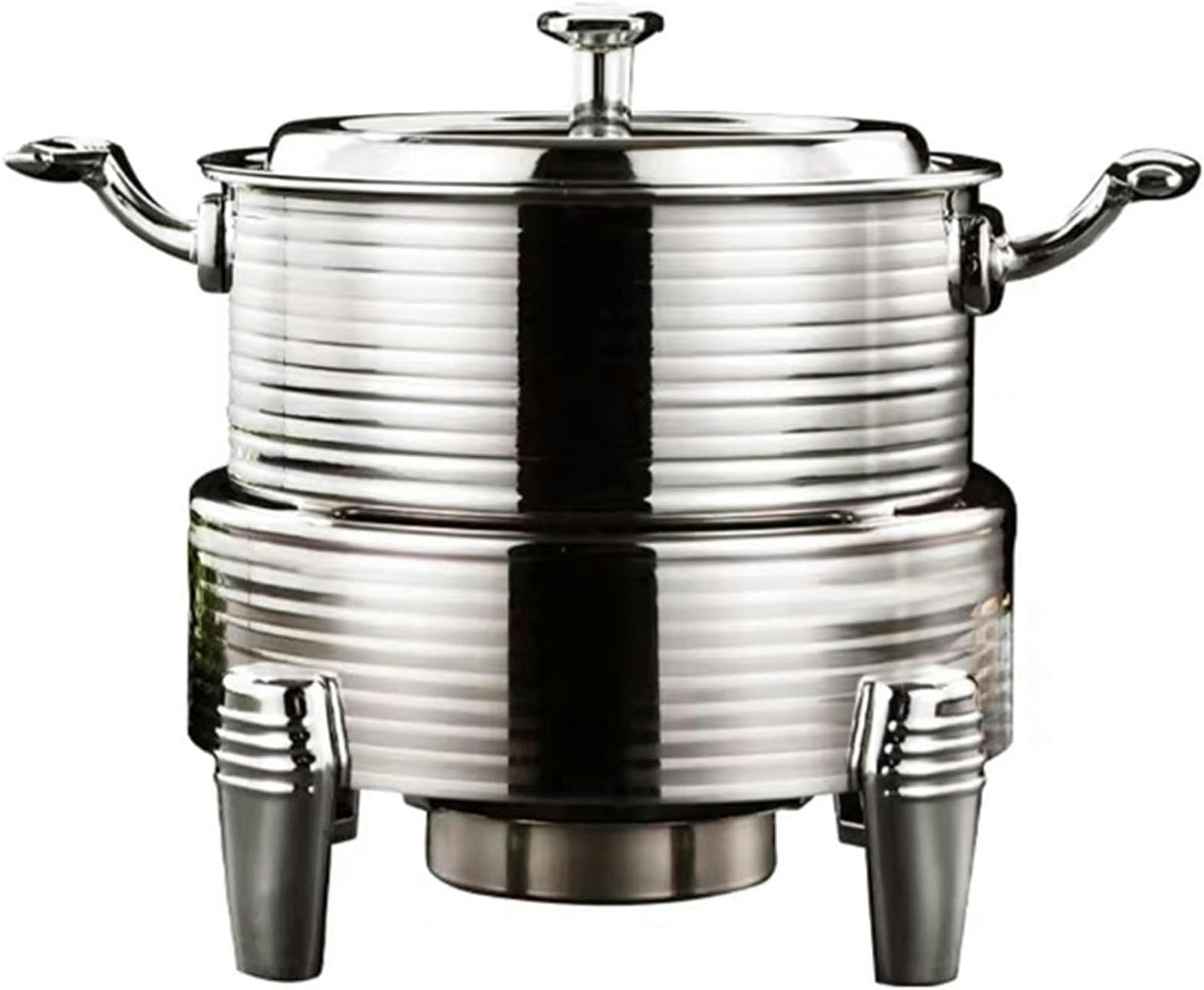 Hadecoll Silver Catering Buffet Servers And Heaters - Stainless Steel Hot Pot Buffet Set, Hot Plate Buffet Set, Food Warmer For Catered Events, Round Hot Pot Buffet Set,-24Cm
