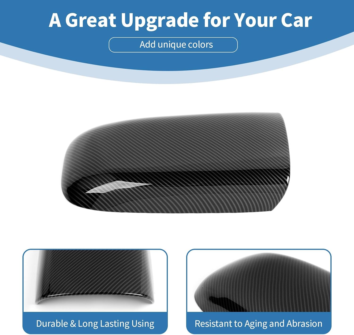 for Bronco Sport Center Console Armrest Cover Trim Fit for Ford Bronco Sport 2021+ Black Carbon Fiber Interior Accessories 1pc