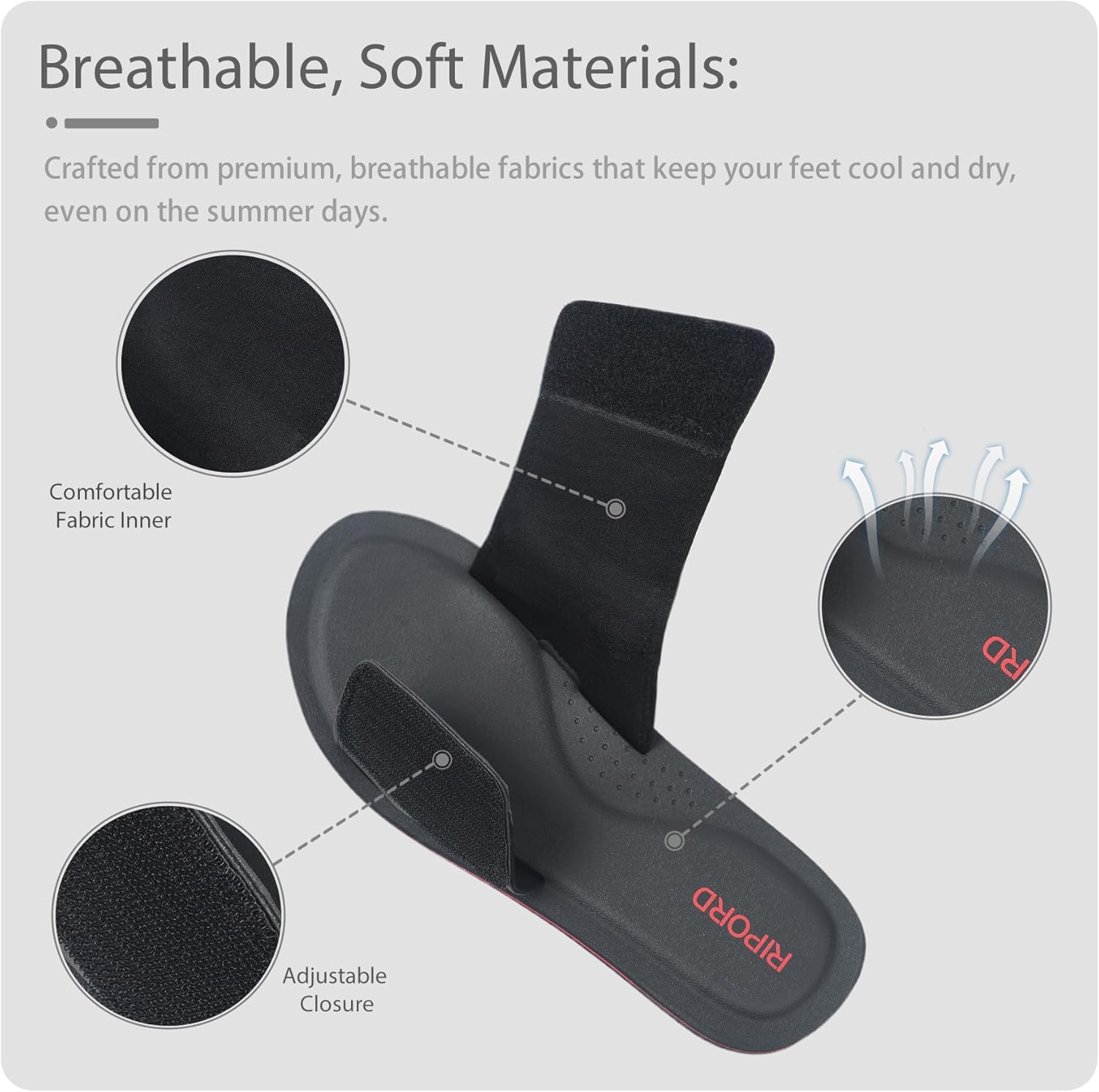 Mens Adjustable Slides Sandals Slip On Sandals Comfortable Athletic Anti-Slip Slides - Image 4