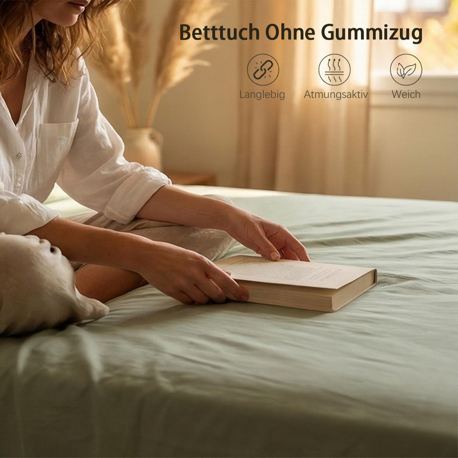 Bettlaken ohne Gummizug 200 x 230cm 100 % Baumwolle leintuch Gelb | Leintuch aus 100 % Baumwolle Betttuch für Doppelbett für ganzjährigen Komfort Atmungsaktiv trocknerfest