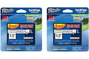 Brother 4-Pack Laminated TZe2312PK Black on White Label Tape