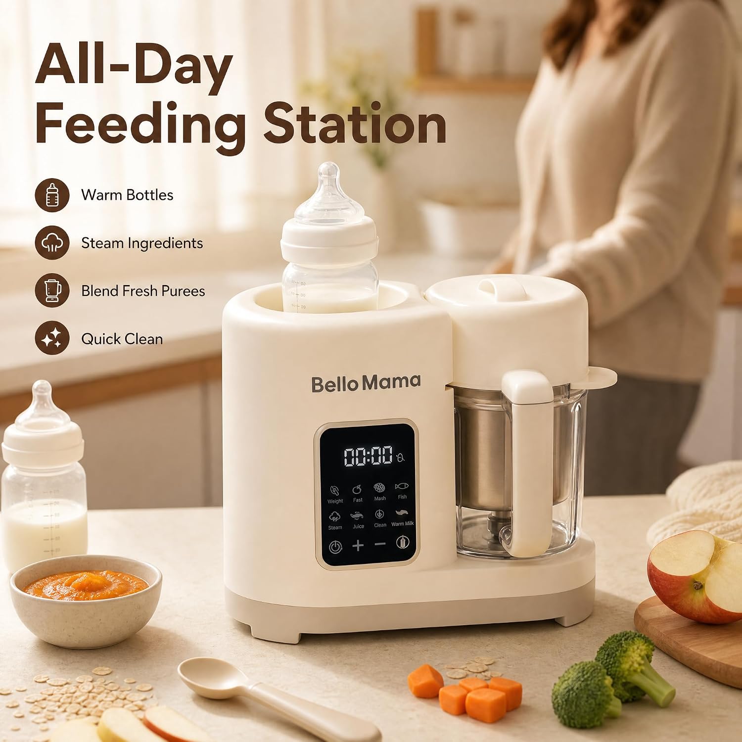 5-in-1 Baby Food Maker | Steam, Blend, Warm Milk & Defrost, All-in-One Steamer Blender, Self-Cleaning, BPA-Free, For Nutritious Homemade Meals