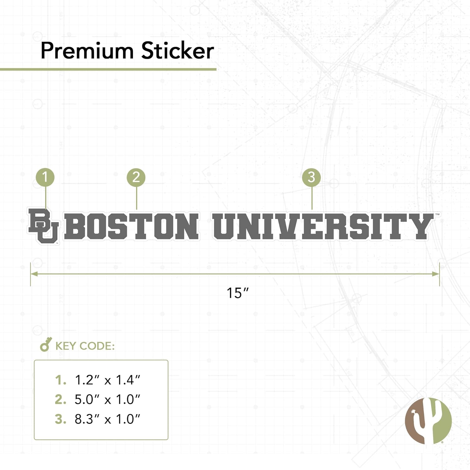 Desert Cactus Boston University Terriers BU Name Logo Vinyl Decal Laptop Water Bottle Car Scrapbook (15 Inch Sticker) - Image 2