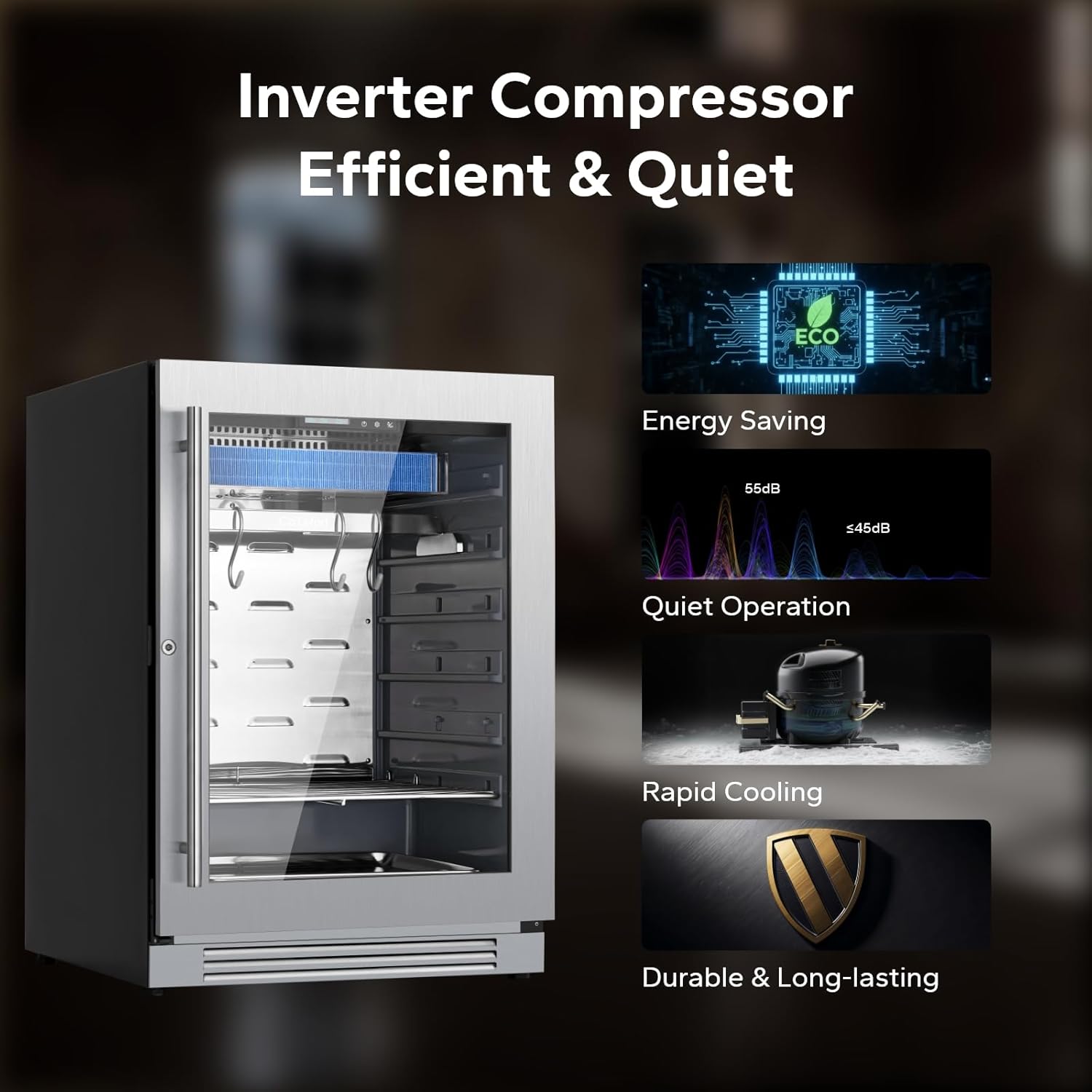 Ca'Lefort Dry Age Fridge for Steaks, Dry Aging Fridge for Meat, Ribeye, Lamb & Ham, 209 lb Capacity, Professional Dry Ager for Restaurant/Bar/Kitchen, Premium Aged Beef in 21–45 Days (3.8 cu.ft)