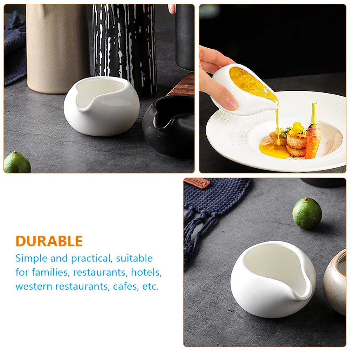 2pcs Milk Sauce Kettle Coffee Milk Kettle Syrup Pitcher Small Sauce Pitcher Small Gravy Boat Milk Dispenser Small Milk Container Small Ceramic Pitcher Milk Pitcher with Handle