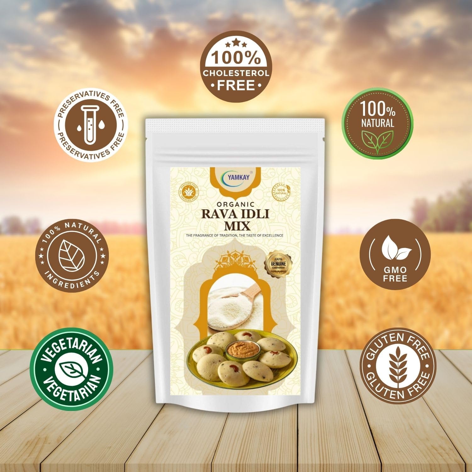 Yamkay Rava Idli Mix – Instant South Indian Breakfast | Soft & Fluffy Semolina Idli | No Preservatives (1 KG (2.20 lbs))