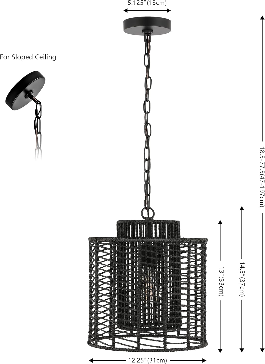 SAFAVIEH Lighting Collection Ryoa Black Adjustable Pendant Hanging Light Fixture, Ideal for Dining Room, Kitchen Island, Entryway (LED Bulb Included)