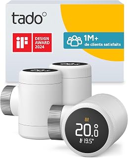 tado ° Smart Thermostat X in a set of three, radiator management via app and connected speaker (Alexa, Siri, Google Assistant), DIY installation, not compatible with tado° V3+