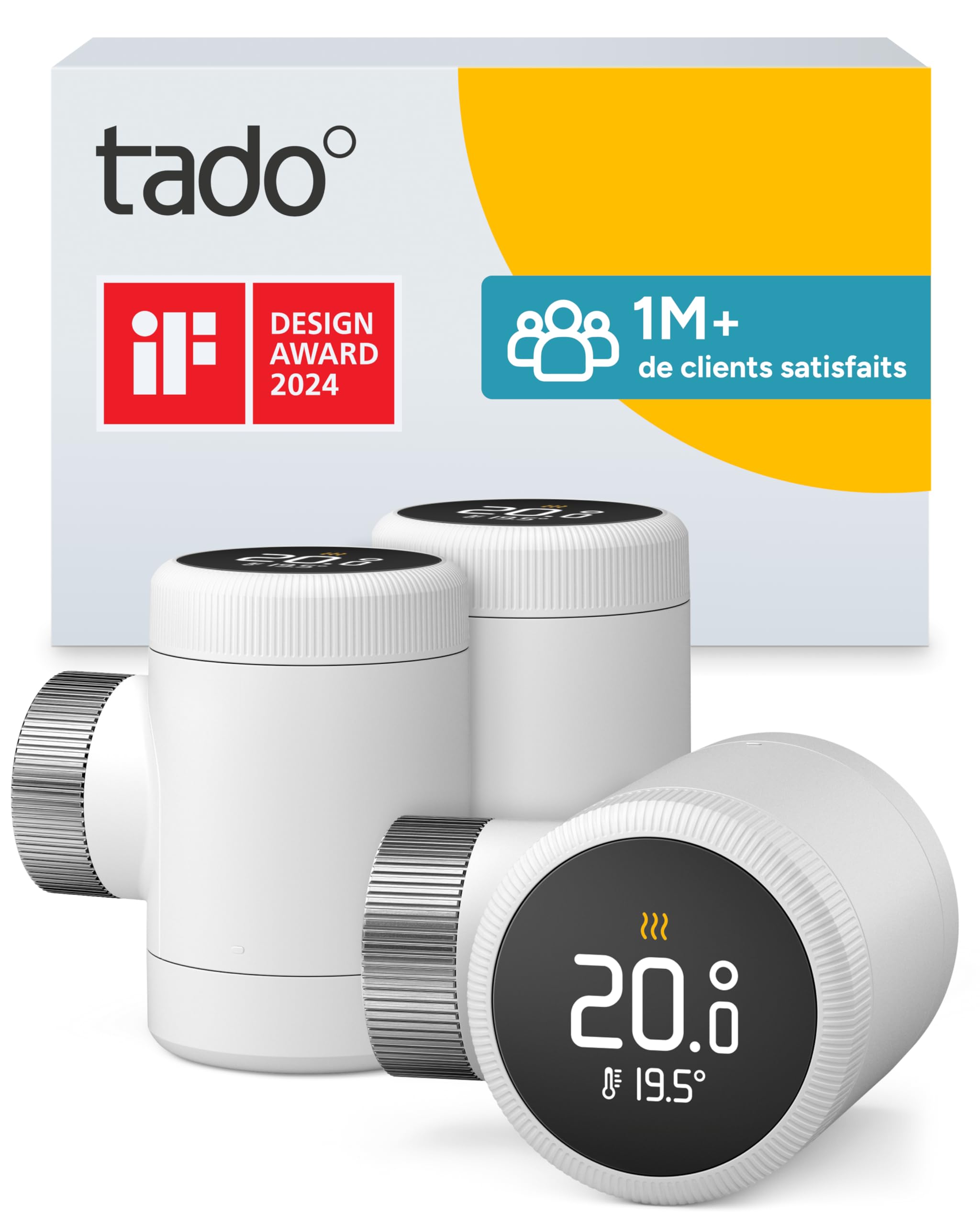 Thermostat Connecté X tado° Lot de 3 vannes intelligentes à programmation vocale