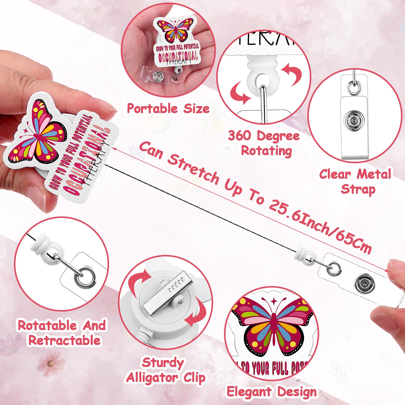 ULELE 12Pcs Nurse Badge Reels Medical ID Badge Holder Retractable Occupational Therapist Nurse Week Gifts with Alligator Clip OT Appreciation Gifts for Medical Assistant Nursing Student Doctor Office - Image 4
