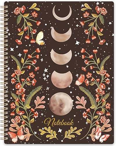 Cuaderno de espiral, encuadernado en espiral con bolsillo trasero, cuaderno rayado, diario en espiral para mujeres, 8.5 x 11 pulgadas, 144 páginas,