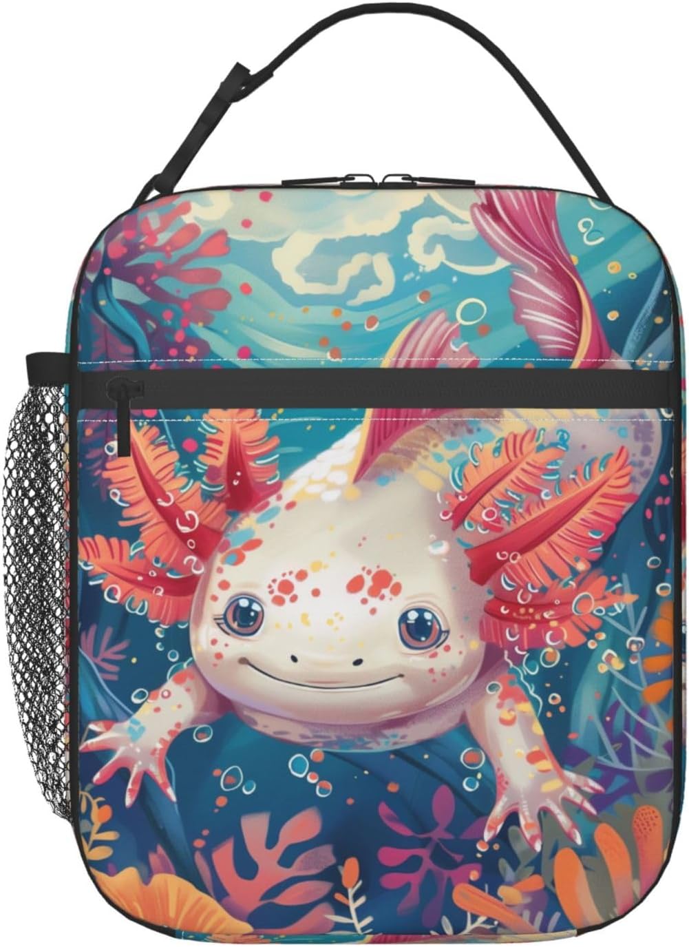 Axolotl Insulated Lunch Box for Women Men Axolotl Lunch Bag for Work,Picnic,Travel,Hiking,Beach or Fishing Polyester Axolotl Lunch Box