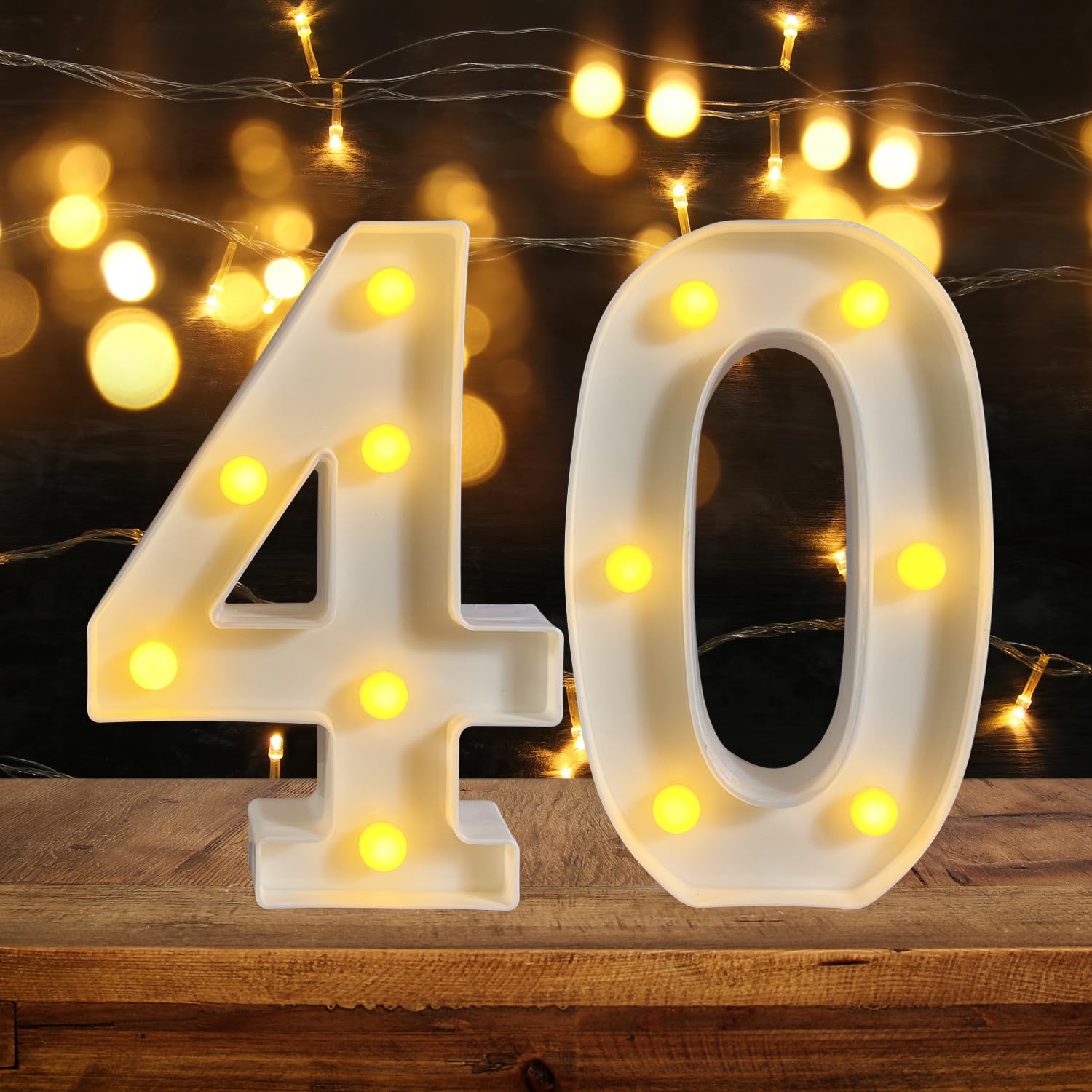 Zuokemy White 40Th Birthday Led Light Up Sign - Party Decoration Night Lit Anniversary Background Home Decor (Number 40, )