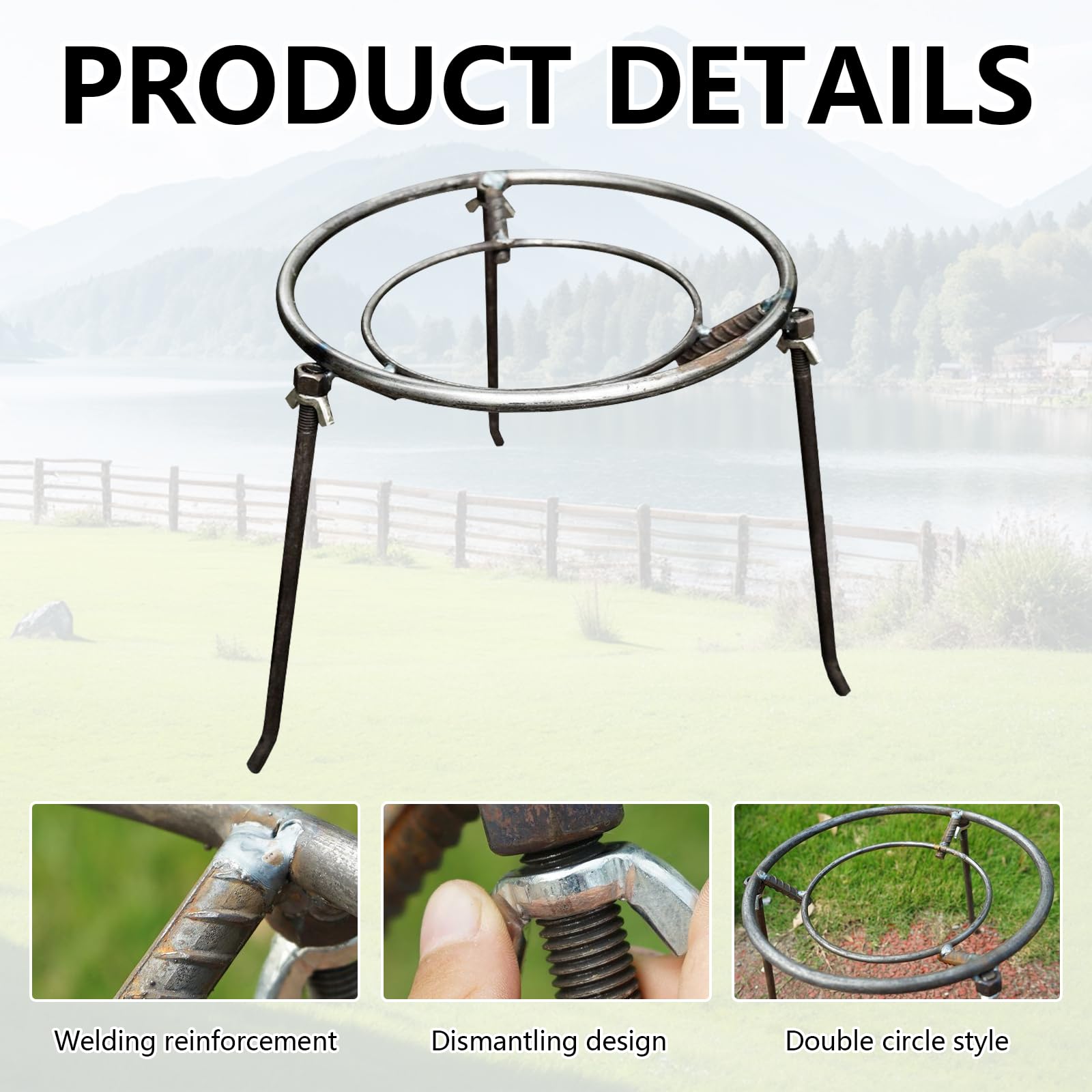 Treppiede per Braciere Supporto per Cucinare, Supporto per Pentola da Campeggio e falò, Treppiede per Pentola da Cucina Rimovibile, Accessori per Pentole per Barbecue in Giardino
