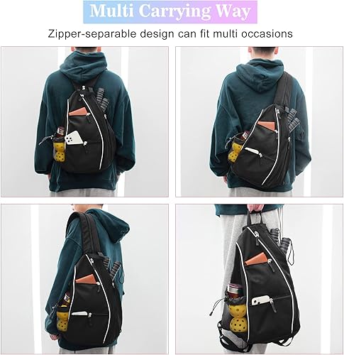 Miniatura 6 de Mochila de tenis de pickleball para hombres y mujeres, bolsa cruzada reversible deportiva Franklin Pickle Ball, tenis, raquetbol, bádminton, bolsa
