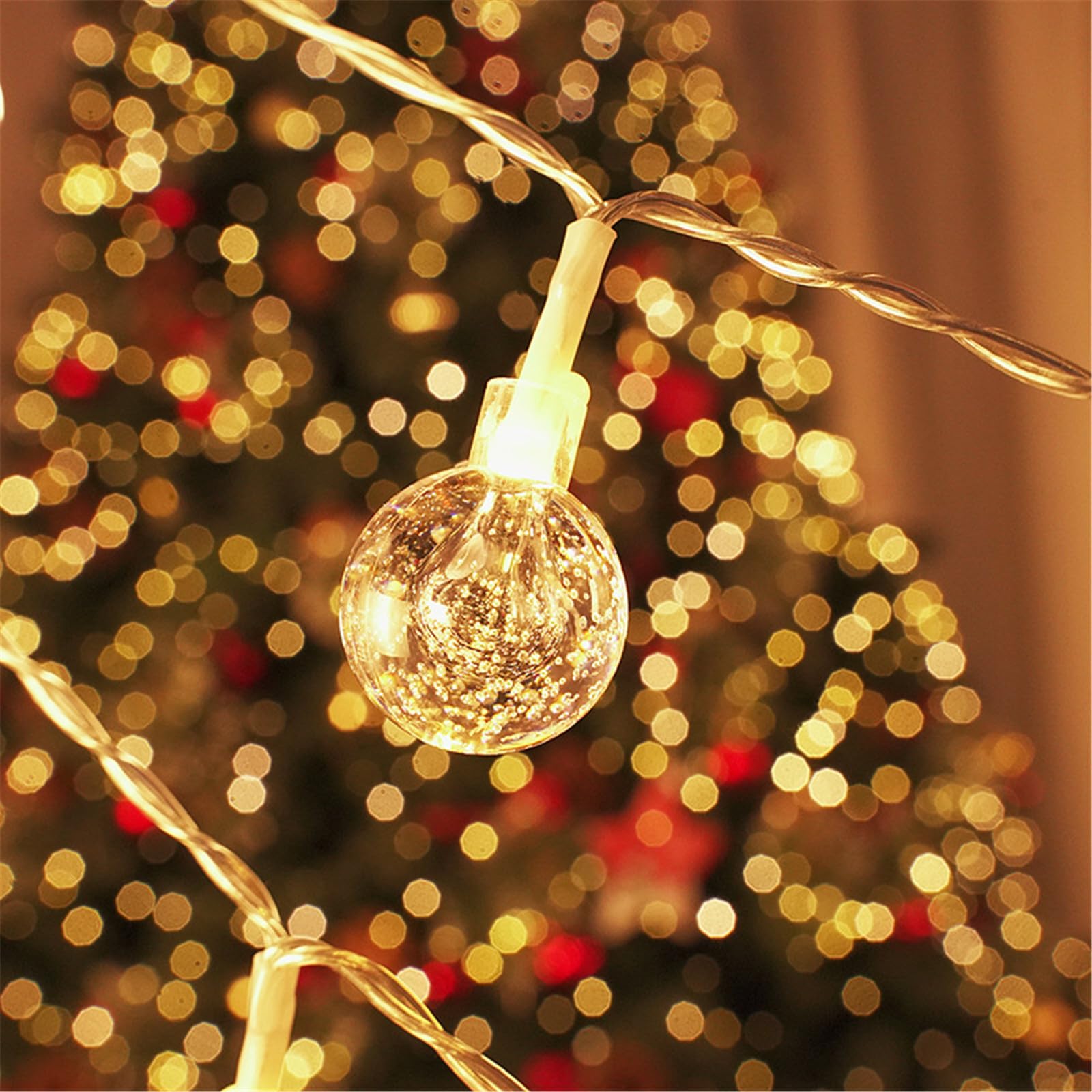 Mateju Solar String Lights Outdoor Garden, 8 Modes Solar Powered LED Fairy Lights with Remote for Indoor Bedroom, Patio, Yard, Party, Wedding, Bubble (Warm White,5m/20 Lights)