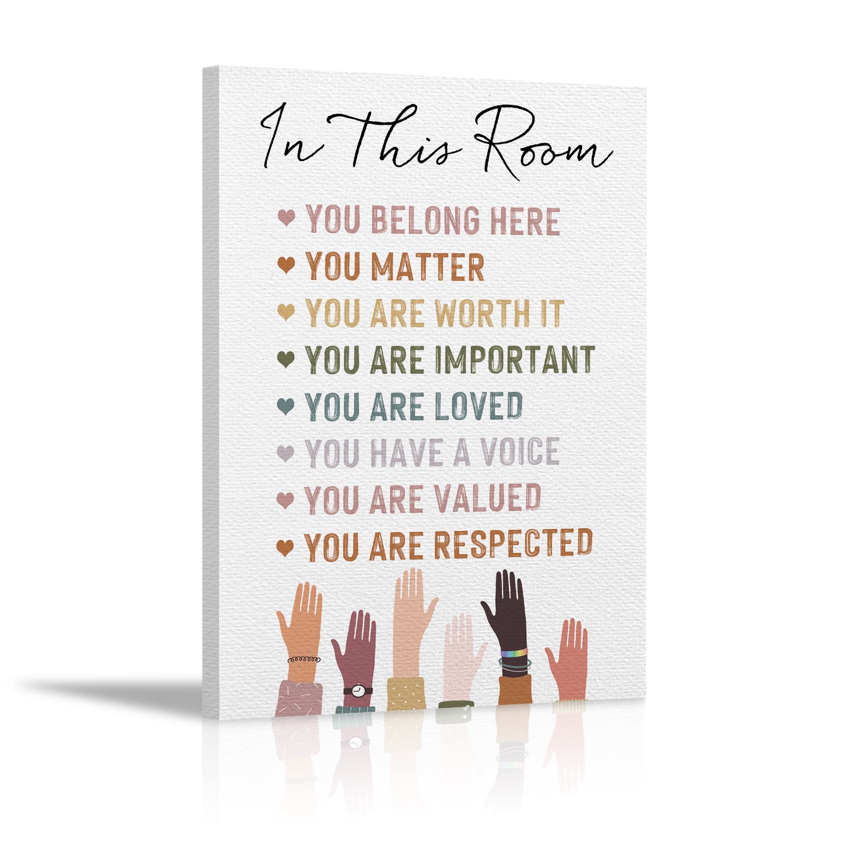 KEUSPI In This Room You Belong Here Diversity Rainbow Wall Decor Canvas Wall Art Painting Paints Picture For Home Counselor Office Classroom Nursery,11x14Inch,Therapist Gift,Teen Girls Boys Kids Gift