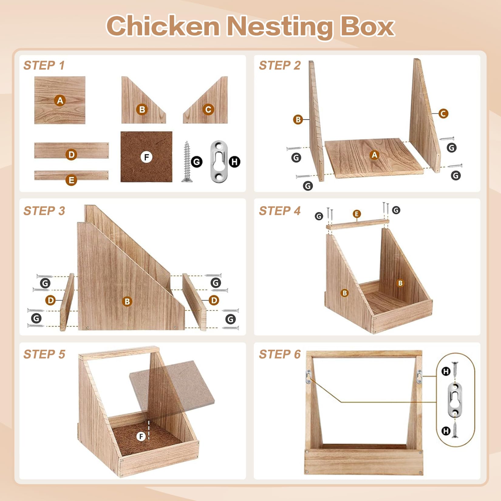 2 Pezzi Nido Per Galline Montaggio A Parete Accessori Per Pollai In Legno Con Tappetini Per Nidi Pollame Deposizione Delle Uova Gabbia Per Galline Per Galline Uccelli e Anatre
